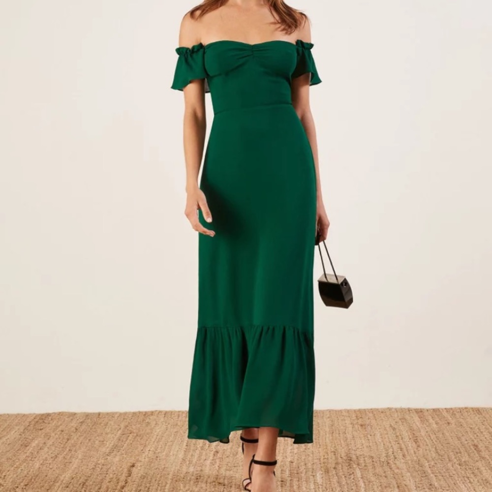 Reformation Butterfly Dress Emerald